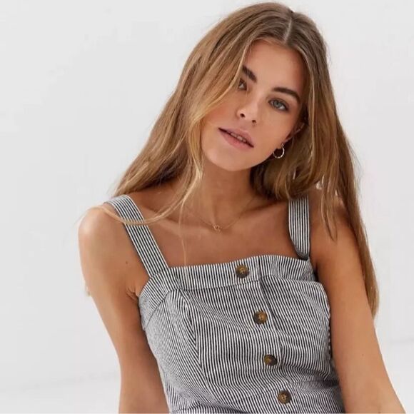 Hollister Pinstripe Button Down Striped Mini Dress Size Small - Picture 5 of 15